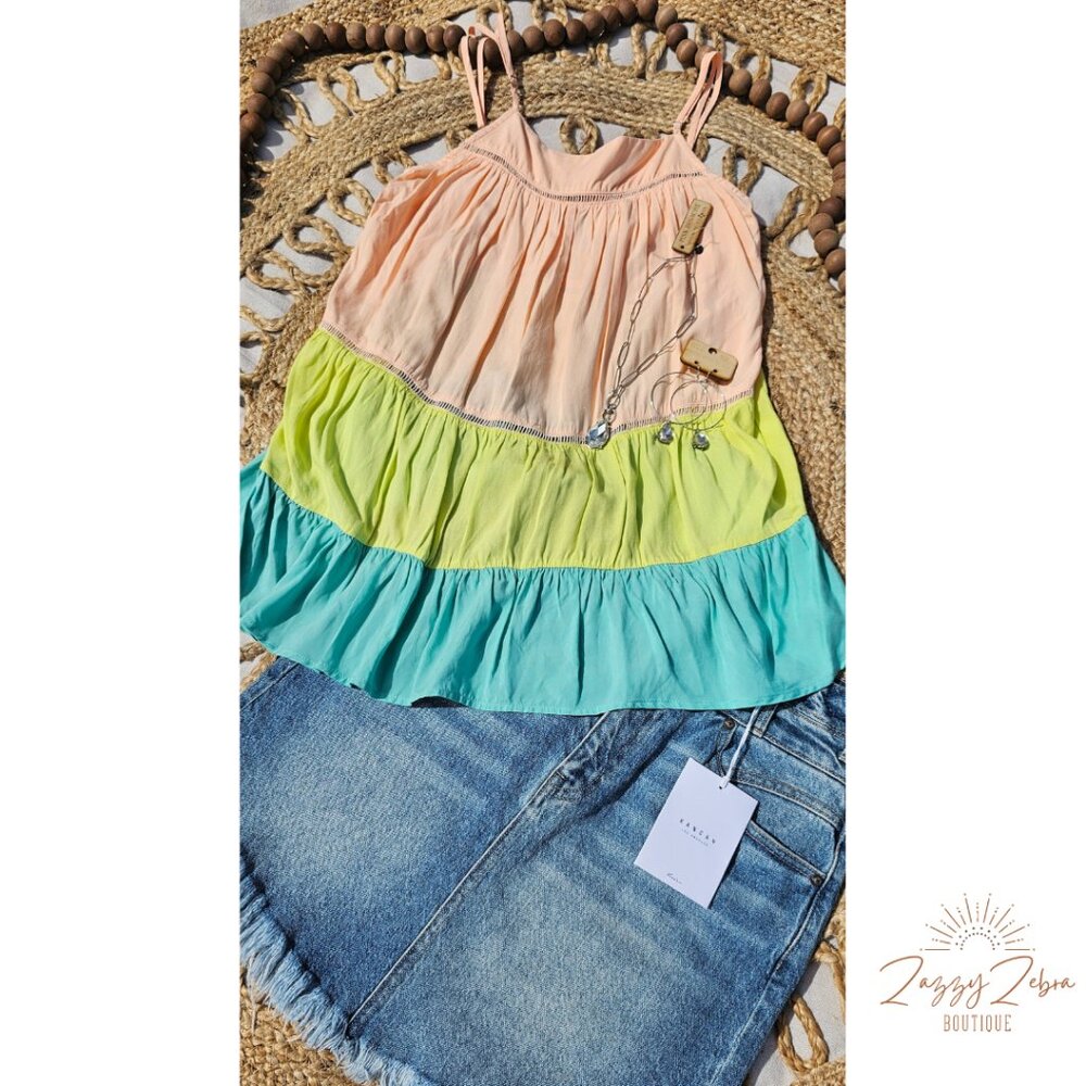 *** Tiered Tank Tank - Orange, Lime, Teal - DAVI & DANI - SMALL | MEDIUM | LARGE